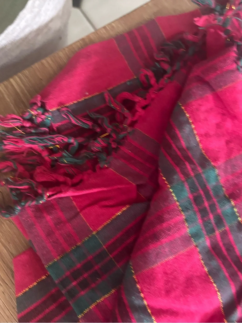 Red Plaid Fringe tablecloth